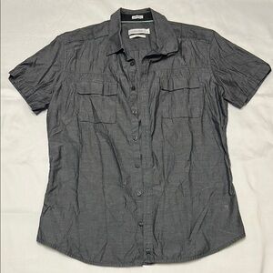 Calvin Klein Gray Casual Button Down Shirt Lightweight Short Sleeve